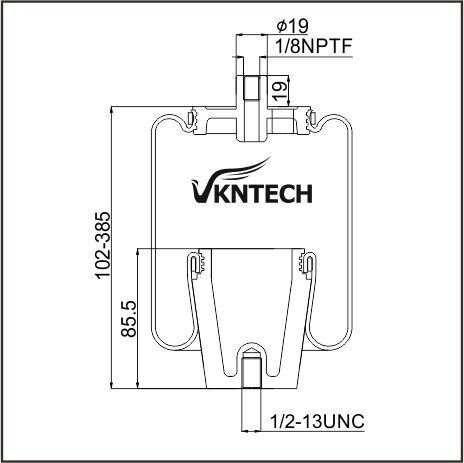 CABIN AIR SPRING MACK 227QS38 227QS38A 227QS38B  Goodyear 1S5-055  REPLACED BY VKNTECH 1S5-055
