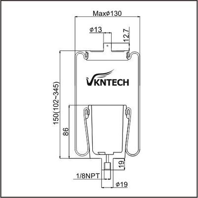 KABIN AIR SPRING 1102-0043 (FRT.NBD-13262 FIP-102215 WHITE KW,MACK) Firestone W02-358-7056 VKNTECH 1S7056 tarafından değiştirildi