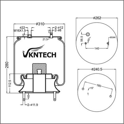 AIR SPRING SCANIA 1726237 1K15VPR-3 VKNTECH tarafından değiştirildi 1K6237