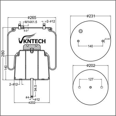 AIR SPRING SCANIA 1440305 492680 Goodyear 556028561 Phoenix 1DF20A-2 VKNTECH 1K6305
